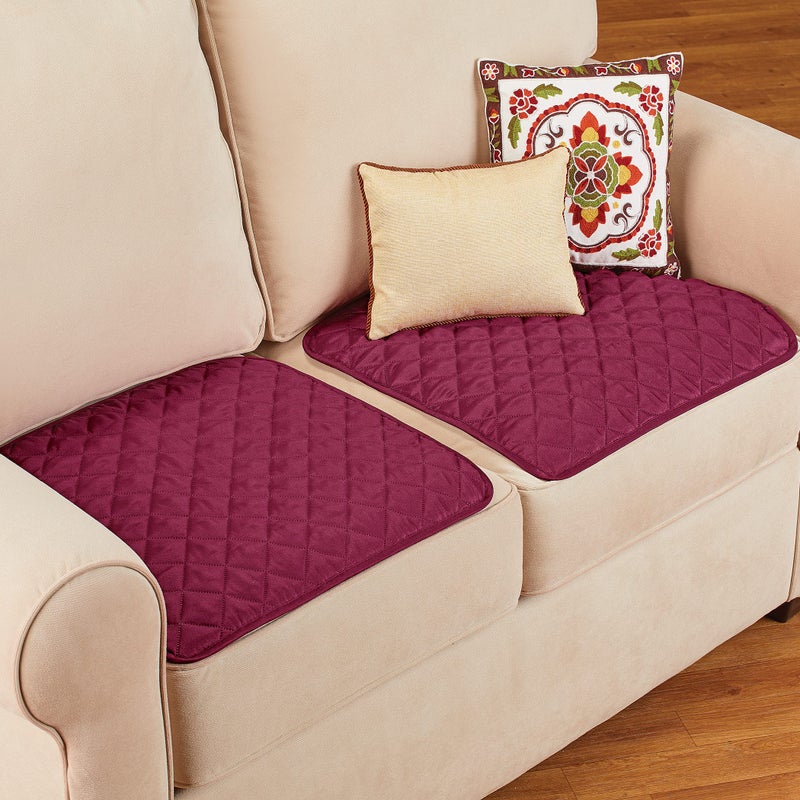 Collections Etc Quilted Waterproof Seat Protector - Set of 2 - Machine Washable, Use for Indoor or Outdoor Seating, Burgundy - Image 2